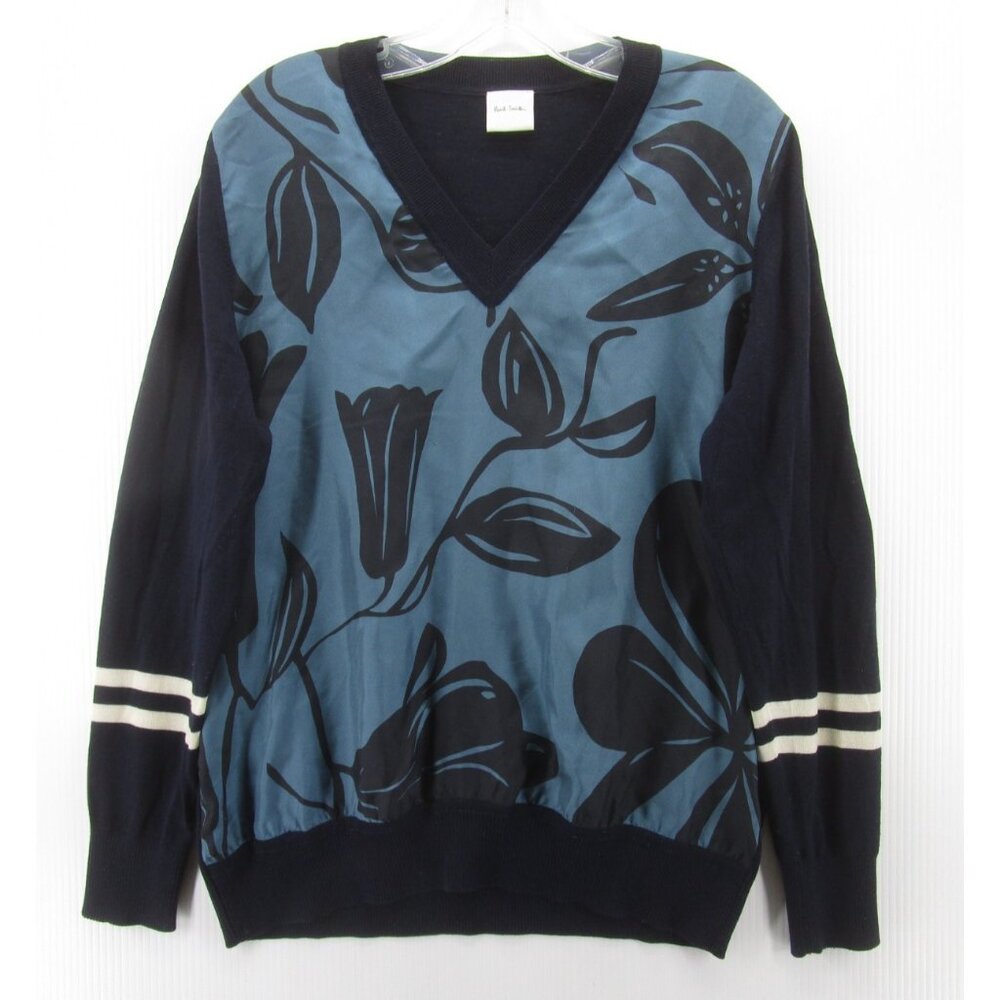 Paul Smith Sweater Medium Wool Pullover Floral Preppy Casual Knit *